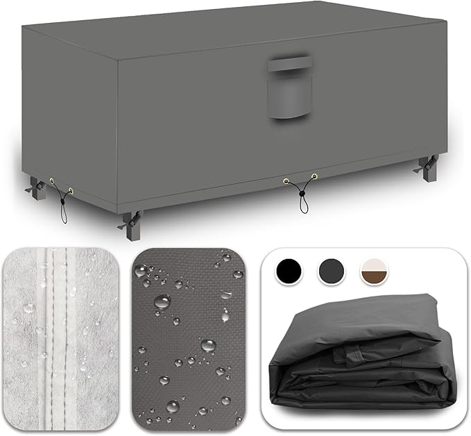 Heavy Duty Patio Furniture Covers Waterproof, 600D Outdoor Furniture Cover Waterproof for Sectional Sofa Couch, Outdoor Dining Table and Chair Set Covers 90''L x 64''W x 28''H, Grey