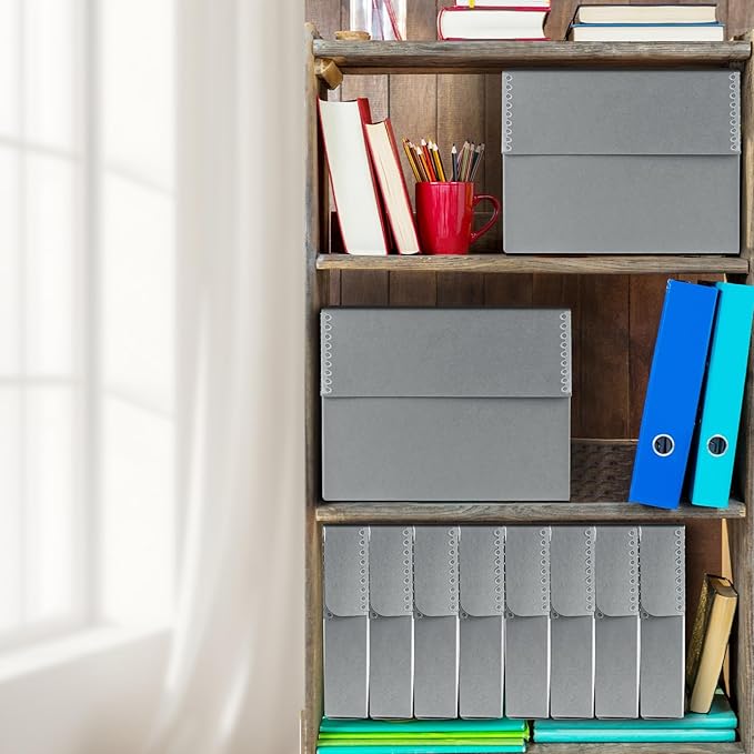 Lineco Archival Document Storage Box with Metal Edge, Acid-Free Gray Boxboard, Organize and Store Files, Prints, Photos, Legal-Sized Case 15.5" x 10.5" x 2.5" Wide, Pack of 2