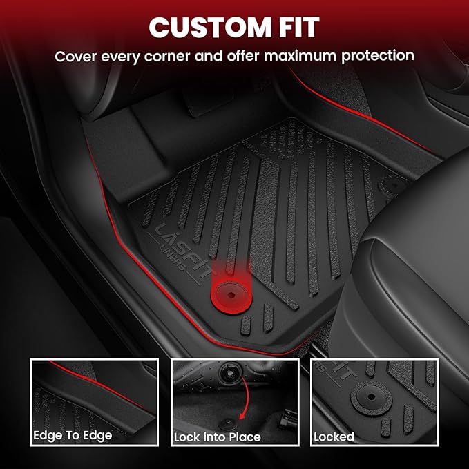 LASFIT Floor Mats for Nissan Versa 2020-2025, Custom Fit All Weather Protection Durable TPE Floor Liners for Nissan Versa S/SR/SV 2025 2024 2023 2022 2021 2020 1st & 2nd Row Car Mats, Black