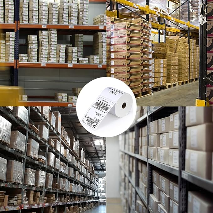 Label KINGDOM 4 x 6 Inch Direct Thermal Shipping Label Roll, 500 Sheets for Rollo Zebra Munbyn or Other Thermal Printer Used on FedEx, USPS, UPS, DHL for Address Label, 1 Roll