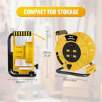 Extension Cord Storage Reel with 4-Grounded Outlet & 2 USB Port, 15A Circuit Breaker, Heavy Duty Open Cord Reel for 12/3,14/3 Gauge Power Cord, Hand Wind Retractable,ETL Listed Yellow Y85CR06
