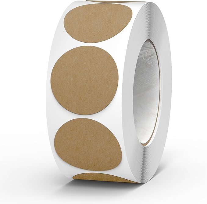 Kraft Round Stickers 1 Inch Circle Color Coding Labels Self-Adhesive Permanent Garage Sale Dot Sticker Roll for Store Packaing Sealing Inventory 500 PCS