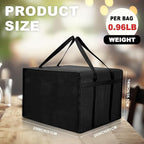Maxcheck 4 Pcs Insulated Pizza Delivery Bag 20 x 20 x 14 Inch Pizza Warmer Bag Carrier Reusable Insulated Cooler Boxes Winter Food Delivery Carrier for Personal and Professional Use (Black)