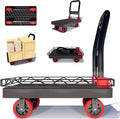 2IN1 Heavy Duty Platform Trucks Flatbed Carts, Push Cart Dolly 1760lbs Capacity Hand Trucks w/Detachable Solid Steel Wire Fence, 36×24 Collapsible Cage Cart Dolly, 5-Inch Silent TPR Wheels