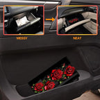 Car Registration and Insurance Holder,Leather Vehicle Glove Box Organizer Wallet for Document,Perfect for any Car,Truck,Motorcycle,Driver License,Trailer or Boat,Men & Women,Red Roses Flowers