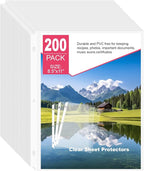 200-Pack Heavy Duty 8.5"x11" Sheet Protectors - Top-Loading Acid-Free & Waterproof for Photos, Certificates, School, Office, Legal Documents, Medical Records, Teachers, Artists (200)