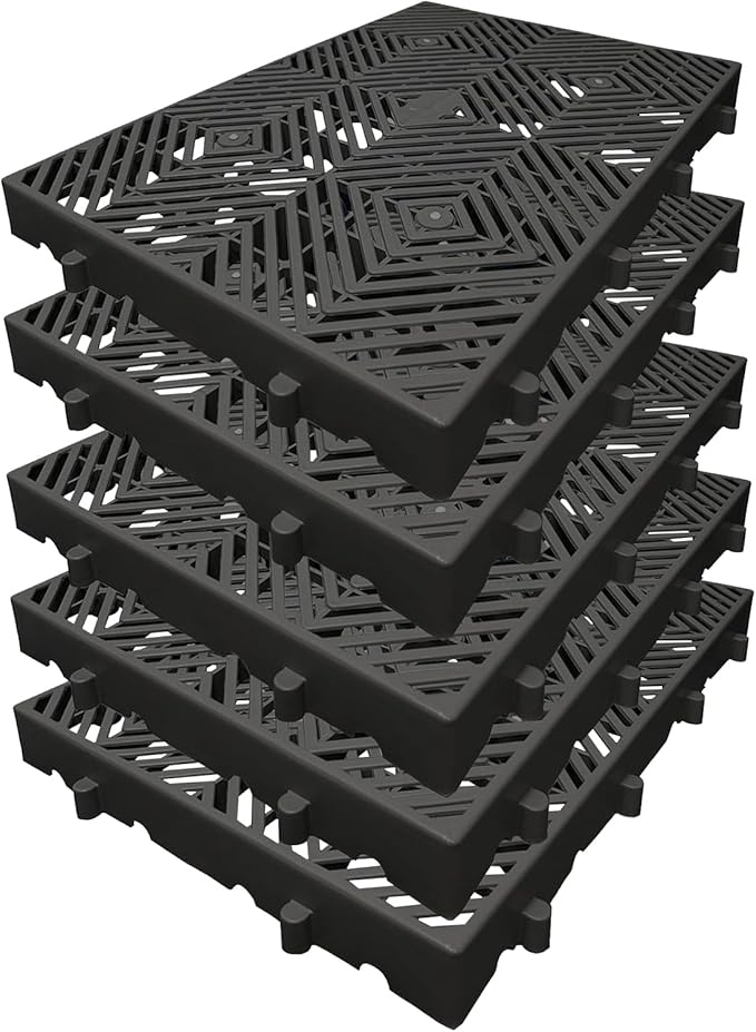 Plastic Pallet, Safety Storage Nestable Shipping Grid Pads, 2pcs HDPE Automotive Non-Slip Platform Firm Warehouse Pad for Supermarket Pet (5pcs-23.6x15.7x2IN)