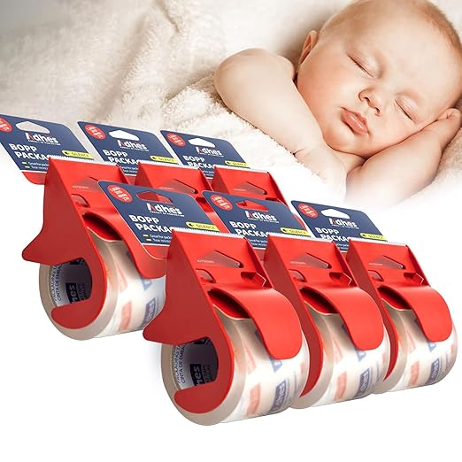 ADHES No Noise Clear Packing Tape with Dispenser, 6 Pack 1.88 Inch x 30 Yards, 2.0mil Heavy Duty Shipping Tape Strong & Durable Packaging Tape for Shipping, Moving, Mailing and Sealing