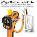 -40℉ to 1922℉ TEMIRUP Infrared Thermometer Temperature Gun with Thermocouple Probe, 30:1 Pyrometer High Temp Thermometer for Cooking Oven, Engine, Kiln, Forging, Industrial, Adjustable Emissivity