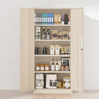 Greenvelly Metal Garage Storage Cabinet with 2 Doors and 4 Adjustable Shelves, 72”H Steel Lockable Storage Cabinet,Tall Metal Cabinet Locking File Cabinet for Office,Home, Garage, Gym, School