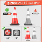 RoadHero 8 Pack Traffic Safety Cones 28 Inch with Black Weighted Base, Orange Cones with Reflective Collars for Parking Lot, Road Safety, Construction Events