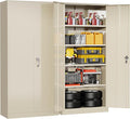 Superday Metal Storage Cabinet with Lock, 72" H Garage Storage Cabinet with Doors and 4 Adjustable Shelves,Putty Steel Locking Cabinets for Office, Home, Garage, Gym, School