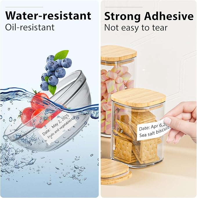 1x2 Inch Thermal Labels,500PCS Rectangle Stickers,Waterproof Removable Blank Stickers for Address,Jars,Freezer Containers & Pantry Organization,White