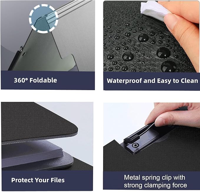 Clipboard Folder, 6 Pack A4 Foldable Clipboards File Folder Flip Writing Pad for Memo Form Document & School Office Work - Black