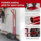 Goplus Hand Truck, P-Handle Hand Truck Dolly w/770LBS Capacity, Vertical Loop Handle, 10” Rubber Wheels, 14.5”x 8.5” Foldable Nose Plate, Heavy Duty Metal Dolly Cart for Lifting, Stairs