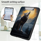 Clipboard with Storage,Office Supplies Nursing Clipboards Folder with Pen Holder Plastic Foldable Clip Board with Storage for Nurse Teacher,Wolf with Full Moon