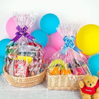 90 Packs Large Clear Cellophane Bags 14x20 18x24 24x30 Inches Jumbo Gift Basket Wraps Extra-large Transparent Plastic Bags for Fruit Basket, Gift Wrap, Treats, Arts and Crafts, 90 pcs Pull Ribbon Bow Ties