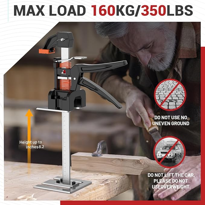 Labor Saving Handle 2 Pack,12 in Construction Jack,Multifunctional Furniture Lifter Jacks for Installing Cabinets and Wall Tile Height Adjuster Handheld Tool, Load 440LBS