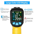 Infrared Thermometer Gun, TEMIRUP Non Contact Digital Laser Temperature Gun with K-Probe for Industrial, Cooking, Griddle,Engine, HVAC, Humidity,Adjustable Emissivity -58°F to 1472°F(-50~800°C)