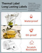 Phomemo Sticker Circle Labels- 2.75''x2.75''(70x70mm) Thermal Label for M221/M220/M200, for Barcode/Address/Mailing/Logo/Business/Home Tag, Black on White