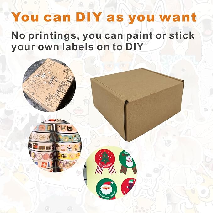 50 Pack 4x4x2'' Small Shipping Boxes, Corrugated Cardboard Mailers for Business, Kraft (CM442K)