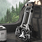 Heavy Duty 6-Wheel Stair Climbing Cart - 300lb Capacity Folding Hand Truck, All-Terrain Aluminum Trolley w/Adjustable Handle - Perfect for Groceries, Deliveries, Apartments