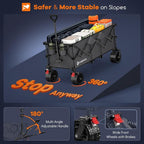 48" L Collapsible Wagon Cart Foldable, 560lbs Weight Capacity 300L Heavy Duty Folding Beach Wagons with Big All-Terrain Wheels, Utility Carts for Groceries, Shopping, Camping, Sports - Grey