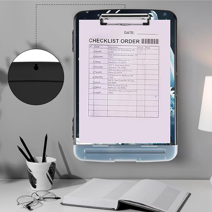 Snow Dragon Clipboard with Pen Holder - Heavy Duty Plastic Storage Clipboard with Low Profile Clip