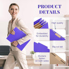 12 Pcs Classification Folders Letter Size 3 Pocket Dividers Employee File Folder with 2 Prongs Fasteners, 2 in Expansion Heavy Duty Pressboard File Holder for School Office Medical Document(Purple)
