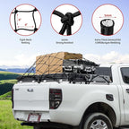 Heavy Duty Cargo Net for Pickup Truck Bed - Stretches from 3' x 4' to 9' x 12' - 12 Metal Carabiners - Compatible with Ford, Dodge RAM, Chevy, Toyota - Ideal for (Black, 3X4 Feet)