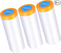 Muf 5 x 65 Feet Plastic Drop Cloth Plastic Sheeting with Masking Tape,Waterproof Protective Masking Film,Prevent Dust Paint for Car,Furniture,Carpet,Floor,3 Pack