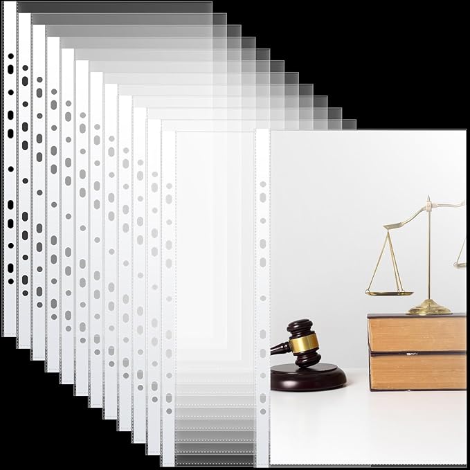 200 Pcs 8.5 x 14 Legal Size Heavyweight Clear Sheet Protectors, Heavy Duty 11-Hole Fit for 3 & 4 Ring Binder, Plastic Page Thick Document Protector, Binder Sleeves for Cards Photo Archive