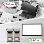 BALEINE File Organizer Box with Lid, Collapsible File Folder Organizer with Plastic Slide, Hanging File Folder Box for Office Document Storage (2 Pack, Beige, S)