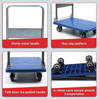 330 lbs Foldable Platform Truck Dolly with Swivel Wheels, Heavy Duty Moving Platform Hand Truck, 28 x 18 x 33.8 inches (PH150PVC)