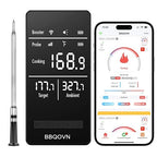 WiFi Sub-1G Wireless Meat Thermometer Unlimited Range 7 NIST Cert.Sensors IP68 With Ambient Temp Accuracy ±0.5°F APP&Magnet Smart Digital Base,Monitor for BBQ, Grill,Oven,Smoker(1,Black,Small)