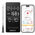 WiFi Sub-1G Wireless Meat Thermometer Unlimited Range 7 NIST Cert.Sensors IP68 With Ambient Temp Accuracy ±0.5°F APP&Magnet Smart Digital Base,Monitor for BBQ, Grill,Oven,Smoker (1,Grey,Small)