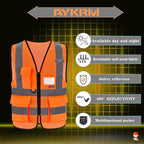 A-SAFETY High Visibility Mesh Safety Reflective Vest with Pockets and Zipper,Hi Vis Viz Reflective Safety Vest(Orange Mesh L)