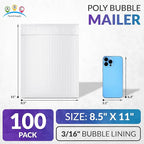 ABC PACK & SUPPLY Poly Bubble Mailers, 8.5 x 11 Inch. Pack of 100 White Padded Envelopes Self Seal. Tear-Proof Gift Bubble Envelopes. Waterproof Packaging for Small Business. Cushioning Book Mailers