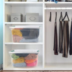 6-Pack Clear Plastic Storage Boxes, 35 L Plastic Storage Bins with Lids
