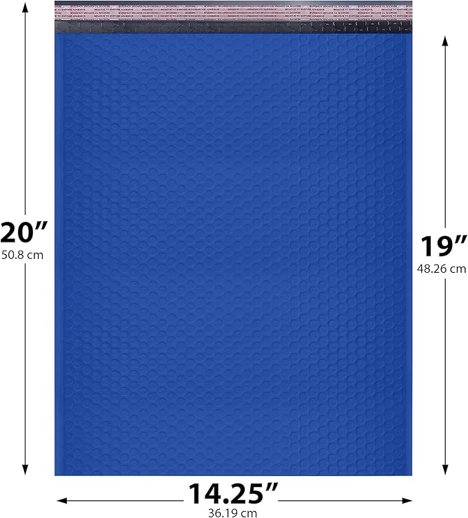 Royal Blue Extra Large Poly Bubble Mailers 14.25x20 inch #7 | Self Seal Large Padded Envelopes | Air Cushioned Bubble Mailer | Usable Size 14.25x19 Lightweight Mailing Shipping Bags| 100 Pack Bulk