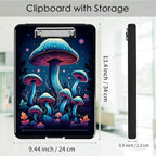 Clipboard with Storage,Office Supplies Nursing Clipboards Folder with Pen Holder Plastic Foldable Clip Board with Storage for Nurse Teacher,Colorful Mushroom