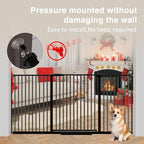 Extra Wide Baby Gate 30.11-77.36",Ultra Narrow 1.37" Spacing Dog Gate indoor,Double Lock Auto Close Pet Gate for House,Pressure Mounted Baby Gate Easy Walk Through Pet Gate for Hallway(Black)