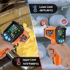 MESTEK Infrared Thermometer Gun, Non Contact Digital Laser Thermometer Temperature Gun with Color LCD for Cooking, Home Repairs, Humidity Measurement, Adjustable Emissivity -58°F to 1472°F(-50~800°C)