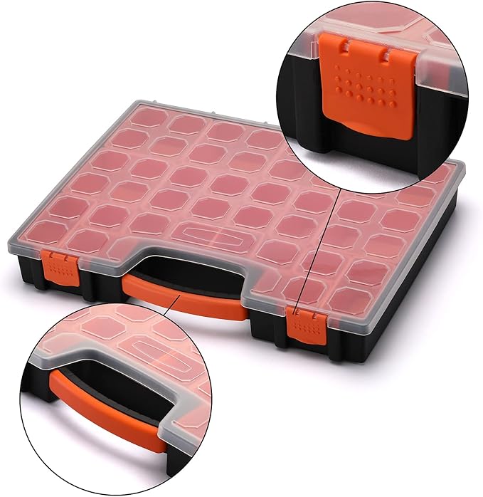 AIRTOON Multi-Purpose Toolbox, Professional Organizer with 24 Bin Compartments, Box Organizer for Hardware, Screws, Bolts, Nuts, Nails, Tools, Arts