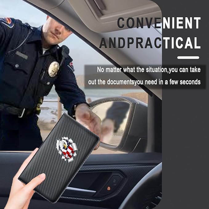 Car Insurance and Registration Card Holder | for BMW Ford Tesla Cadillac All Cars | Store Cards, ID License & Essential Documents | Premium Leather with Magnetic Closure
