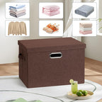 Large 17" 36 Quart Collapsible Stackable Storage Bins with Lids, 3 Packs Dark red Foldable Fabric Closet Storage Boxes with Lids, Heavy-duty Linen Cube Baskets(17x12x11)