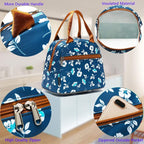 FlowFly Insulated Lunch Cooler Bag - Tote Bag Organizer for Women/Men, Floral#White