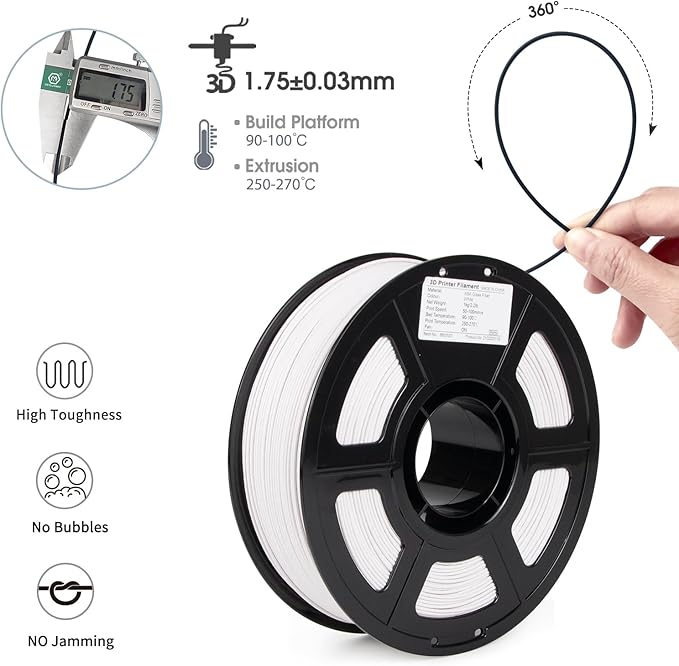 iSANMATE ASA-GF 3D Printer Filament, 15% Glass Fiber Reinforced, Superior Weather & UV Resistance, High Strength & Thermal Stability for Outdoor & High-Impact Applications (1kg, White)