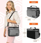 opux Insulated Lunch Bag for Men Women, Soft Lunch Box for Office Work School Picnic, Leakproof Lunch Cooler Bag with Shoulder Strap for Kid Adult Boy Girl, Medium Lunchbox Lunch Tote (Heather Gray)