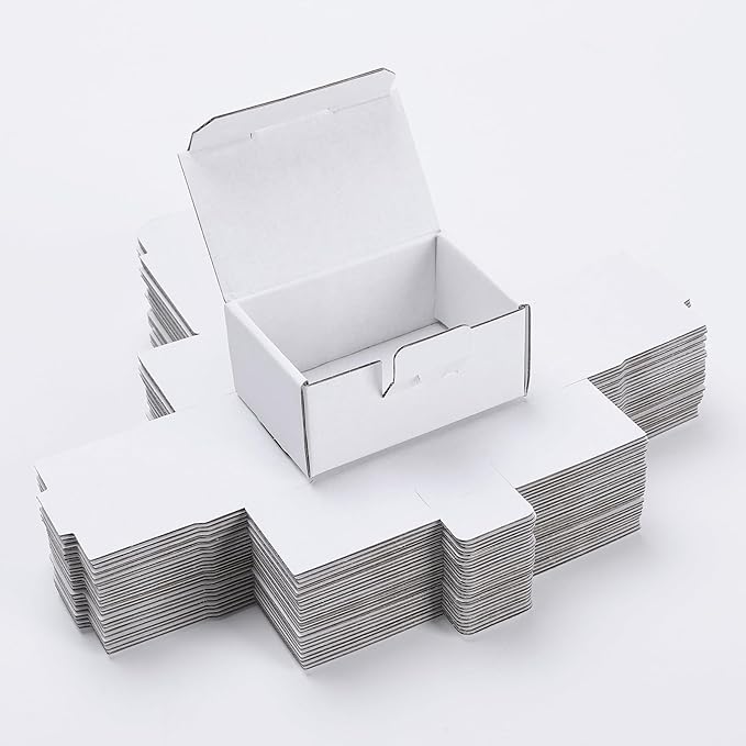 Small Shipping Boxes 3.5x2.2x1.6 Inches, 25-Pack White Corrugated Cardboard Boxes for Mailing, Storing, Gift Packaging